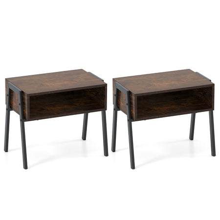 2 Pieces Stackable Night Stand Bedside End Table Set