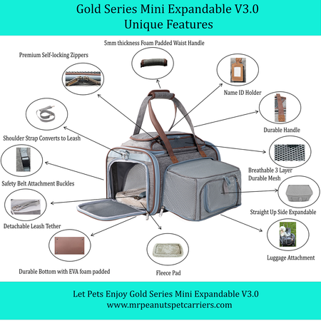 Mr. Peanut's Gold Series Mini Expandable V3.0 Pet Carrier