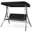 3-Person Porch Swing with Stand Outdoor Canopy Swing with Rattan Seat Back-Black