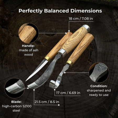 3-Piece Spoon Carving Tool Set