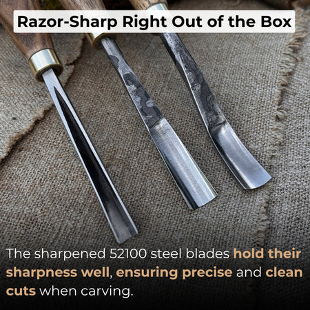 3-Piece Wood Carving Chisel & Gouge Set
