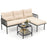 3-Piece L Shaped Patio Furniture Set PE Rattan Sectional Sofas-Beige