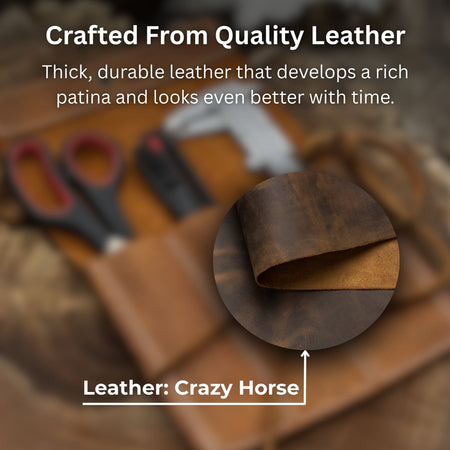 3 Pocket Leather Tool Roll for Chisels, Knives, and Small Hand Tools