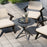 33.5 Inch Round Patio Bistro Table with Wood-Like Top and X-Shaped Legs-Gray