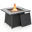 35 Inch Propane Gas Fire Pit Table Wicker Rattan with Lava Rocks PVC Cover-Black