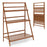 3-Tier Bamboo Ladder Shelf Foldable Plant Flower Bookshelf-Brown