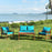 4 Pcs Wooden Patio Furniture Set Table Sofa Chair Cushioned Garden