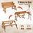 2-in-1 Transforming Interchangeable Wooden Picnic Table Bench with Umbrella Hole-Dark Brown