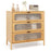 3 Drawer Mid Century Modern Chest of Drawers with Reeded Tempered Glass Front-Natural