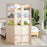 3 Panel Folding Privacy Screen with 9 Swivel Paulownia Wood Photo Frames-Natural