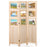 3 Panel Folding Privacy Screen with 9 Swivel Paulownia Wood Photo Frames-Natural
