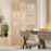 3 Panel Folding Privacy Screen with 9 Swivel Paulownia Wood Photo Frames-Natural