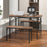 3-Piece Dining Table Set for 4 with Metal Frame-Brown
