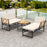 3-Piece L-Shaped Patio Furniture Set for Porch Backyard and Poolside-Beige