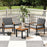 3 Piece Patio Furniture Set Outdoor Conversation Set with Coffee Table-Grey