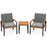 3 Piece Patio Furniture Set Outdoor Conversation Set with Coffee Table-Grey