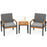 3 Piece Patio Furniture Set Outdoor Conversation Set with Coffee Table-Grey