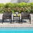 3 Piece Patio Furniture Set with 2 Modern Rattan Armchair and 25 Inch Squire Side Table-Black