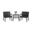 3 Piece Patio Furniture Set with 2 Modern Rattan Armchair and 25 Inch Squire Side Table-Black