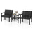 3 Piece Patio Furniture Set with 2 Modern Rattan Armchair and 25 Inch Squire Side Table-Black