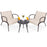3 Piece Patio Metal Aluminum Wide Armchair and Table Set-Rusic Brown