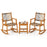 3 Piece Patio Rocking Set Acacia Wood Rocker Bistro Set with Rattan Seat and Back