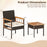 3 Piece Wicker Furniture Set with Acacia Wood Tabletop and Armrest for Balcony-White