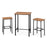 3 Pieces Acacia Wood Patio Bar Set Rectangular Table with Metal Frame