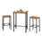 3 Pieces Acacia Wood Patio Bar Set Rectangular Table with Metal Frame