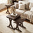 3 Pieces Nesting Coffee Table Side Table with Solid Rubber Wood Legs-Brown
