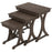 3 Pieces Nesting Coffee Table Side Table with Solid Rubber Wood Legs-Brown