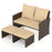 3 Pieces Outdoor Patio PE Wicker Furniture Set with Cushions-Beige