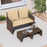3 Pieces Outdoor Patio PE Wicker Furniture Set with Cushions-Beige