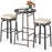 3 Pieces Outdoor Swivel Bar Set PE Rattan Bar Height Table with 2 Chairs-White