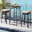 3 Pieces Outdoor Swivel Bar Set PE Rattan Bar Height Table with 2 Chairs-White