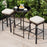 3 Pieces Outdoor Swivel Bar Set PE Rattan Bar Height Table with 2 Chairs-White