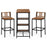 3 Pieces Outdoor Wood Bar Set with 3-Tier Storage Shelf and Metal Frame