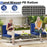 3 Pieces PE Rattan Conversation Chairs with Tempered Glass Coffee Table for Garden Porch-Navy