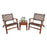 3 Pieces Outdoor Wooden Patio Rattan Furniture Set