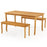 3 Pieces Patio Dining Set with Acacia Wood Outdoor Table and Benches