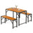 3 Pieces Patio Dining Set with Picnic Table and 2 Benches for 4 People