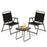 3 Pieces Patio Folding Conversation Chairs and Table-Black