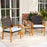 3 Pieces Patio PE Wicker Furniture Set Acacia Wood Outdoor Conversation Bistro Set-White