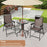 3 Pieces Patio Round Table and Folding Chairs Set with Rippled Tempered Glass Tabletop