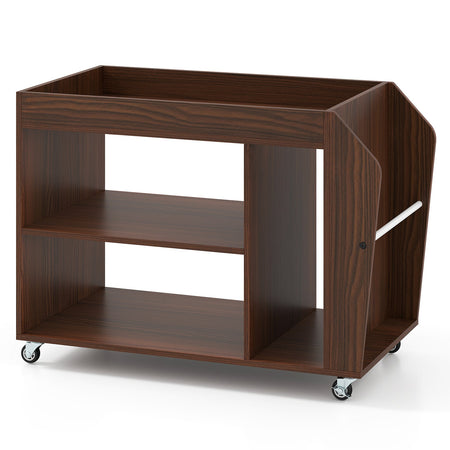 3-Tier Side End Table with Universal Wheels-Walnut