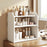 3-Tier Desktop Bookshelf Wooden Countertop Bookcase with Raised Top Guardrails-White