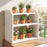 3-Tier Desktop Bookshelf Wooden Countertop Bookcase with Raised Top Guardrails-White