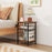 3-Tier End Table Set of 2 Side Table with Storage Shelves Metal Frame-Rustic Brown