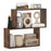 3-Tier Geometric Bookshelf Freestanding Wooden Bookcase with 2 Cubic Compartments-Brown