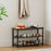 3-Tier Shoe Rack Shoe Bench with Metal Slat Shelves and Long Wooden Seat-Rustic Brown